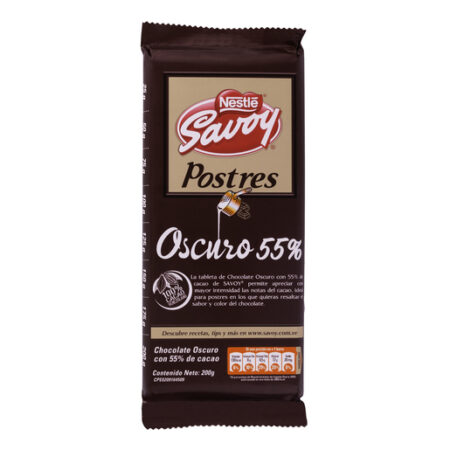 CHOCOLATE DE POSTRE OSCURO 55% SAVOY 200 G