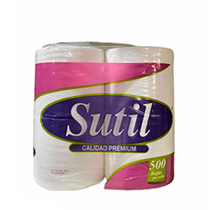 PAPEL HIGIENICO SUTIL 500 H x 4 ROLLOS